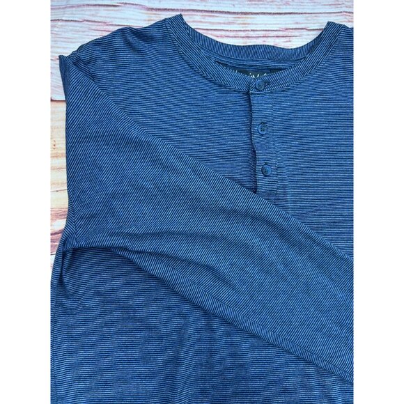Travis Mathew Mens Blue Striped Henley Shirt Small - Picture 4 of 7